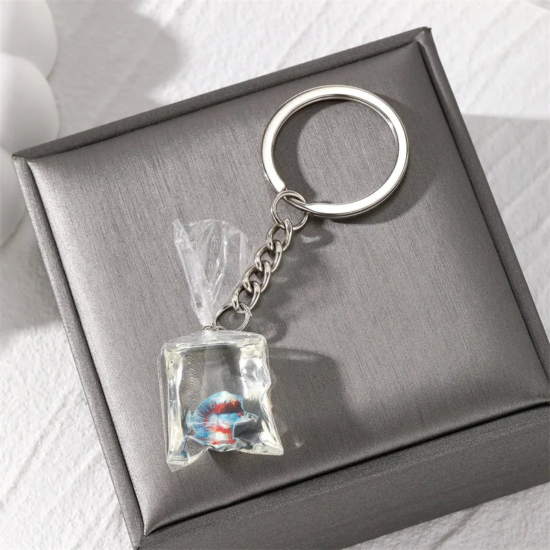 casual vintage style simple style fish resin bag pendant keychain