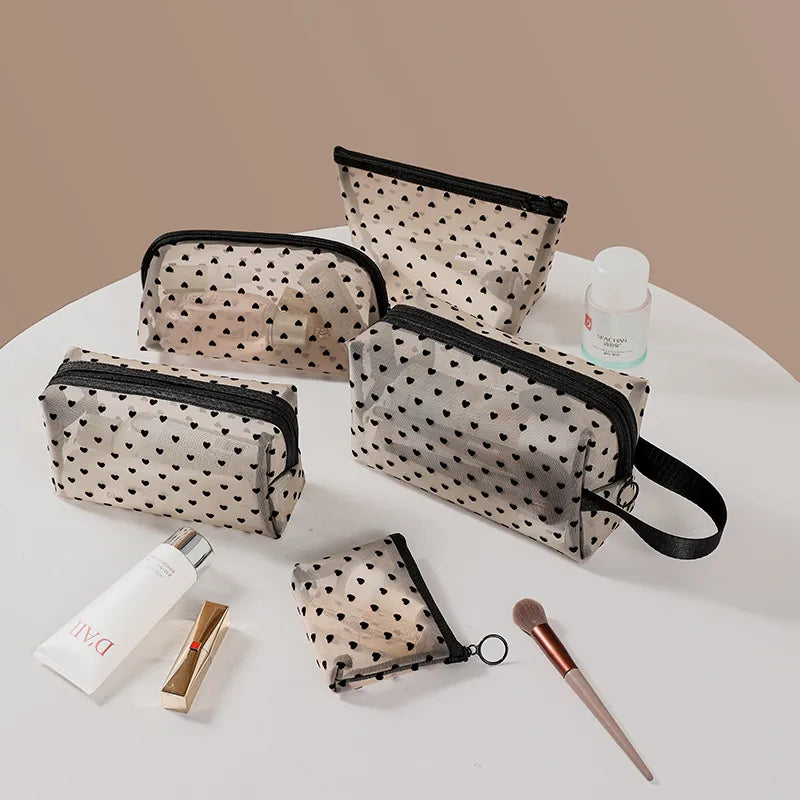 women's small all seasons nylon heart shape fashion square zipper cosmetic bag