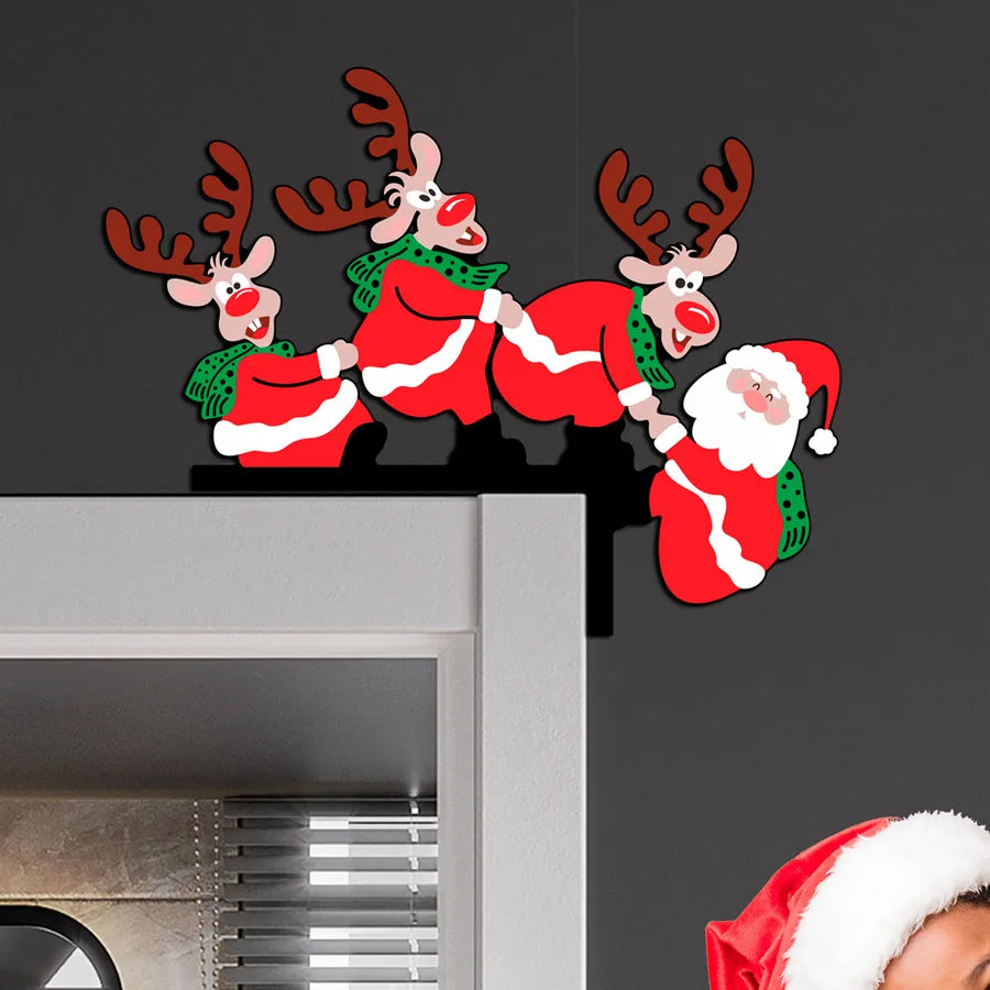 Christmas Decorative Wooden Corner Stickers MZ648-652 Santa Claus Reindeer Grinch Cartoon Animation Wall Decals