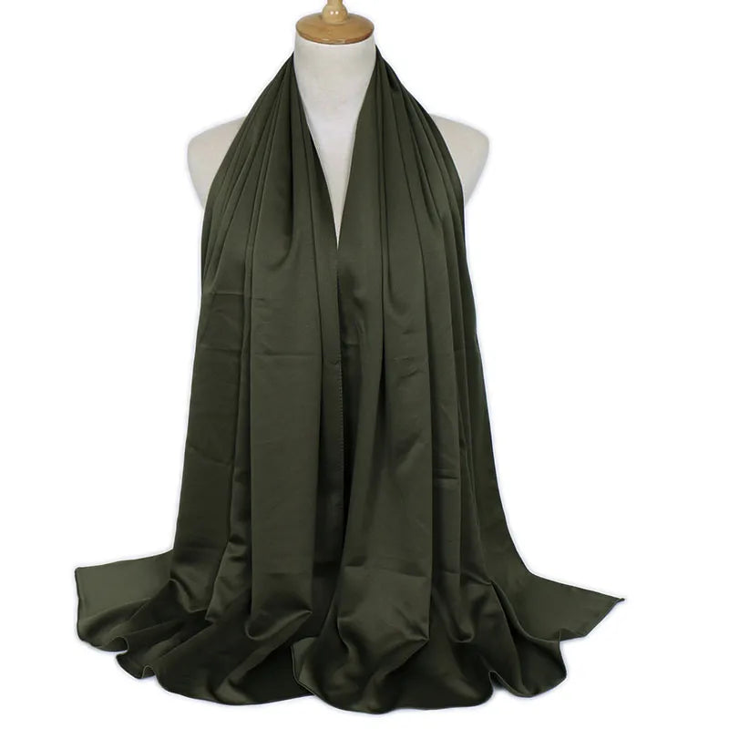 women's lady solid color satin silk scarves