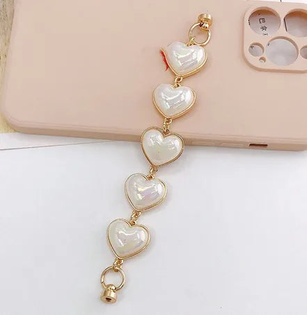 Cute Heart Shape Arylic Plating Mobile Phone Chain