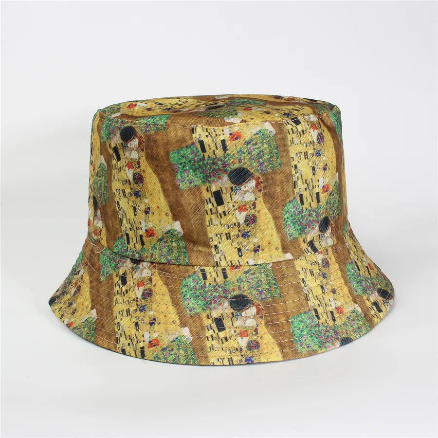 Double-Sided Fisherman Hat Women's Floral Print Sunshade Leaf Animal Cartoon Bucket Cap Spring Summer Elegant Casual Style
