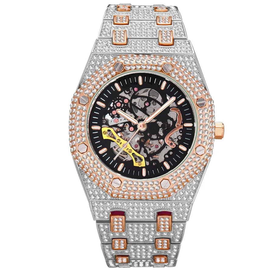 Luxurious Shiny Solid Color Butterfly Double Snap Mechanical Watch Men's Watches