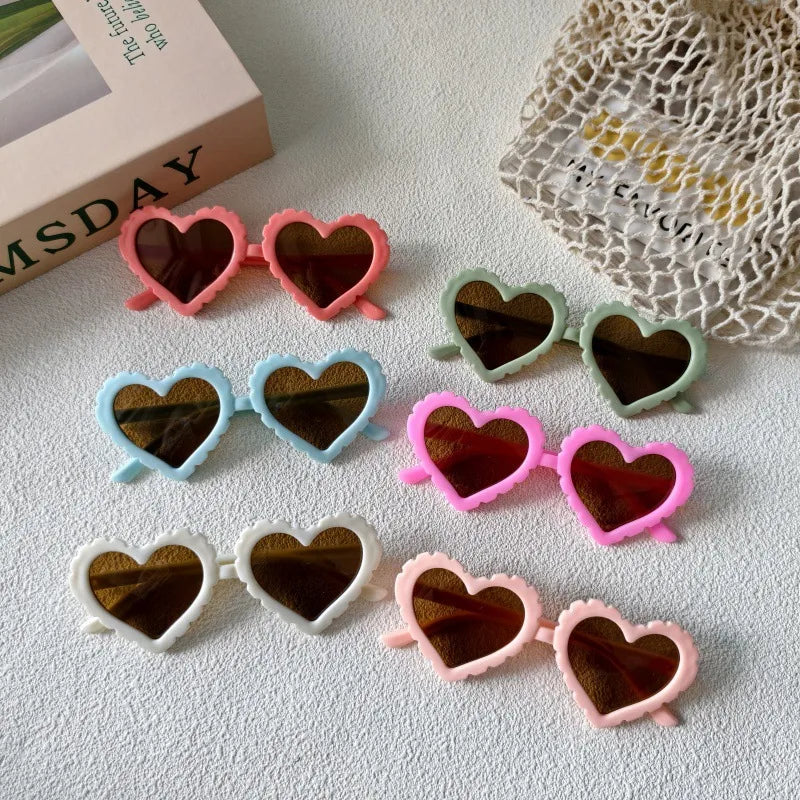 Sweet Simple Style Heart Shape UV400 Protection Resin Special-Shaped Mirror Full Frame Kids Sunglasses