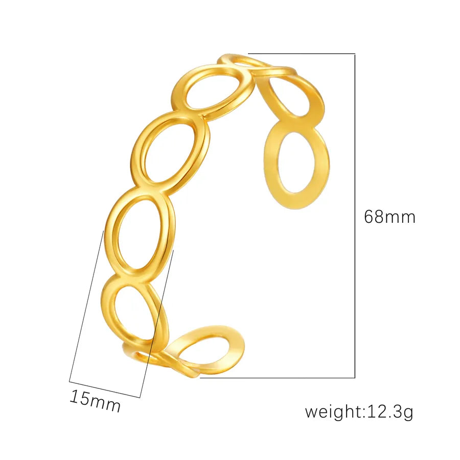 Retro Classic Style C Shape Geometric Flower 304 Stainless Steel Cuff Bracelets Wide Bracelet Bangle In Bulk