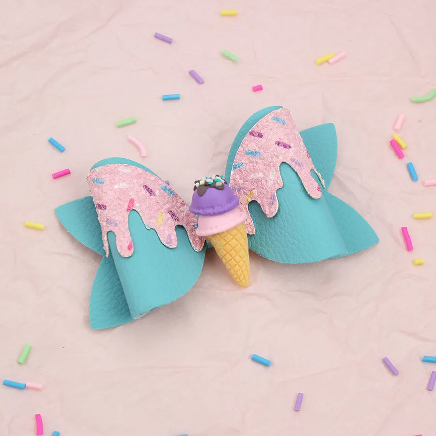Amazon's New Donut Hairpin Children's Bow Hair Accessories Ice Cream Cream Candy Color Girl Hairpin