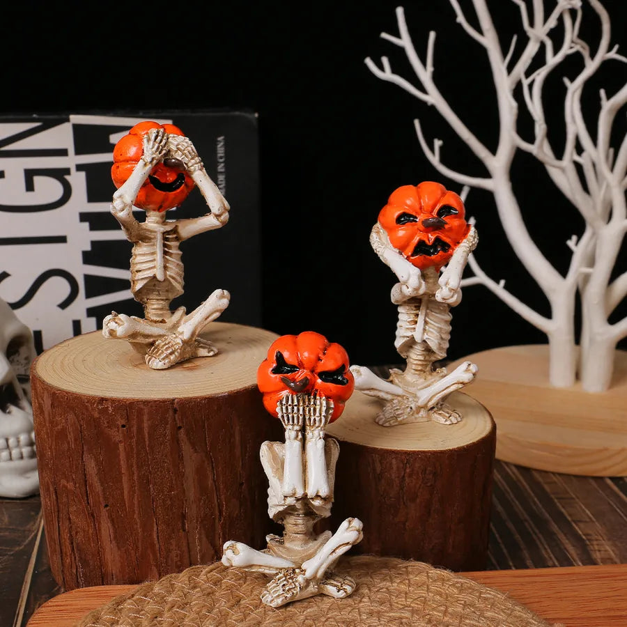 Halloween Decoration Props Yoga Meditation Pumpkin Head Skeleton Dolls Scary Dolls Home Decorations Festive Atmosphere Creepy