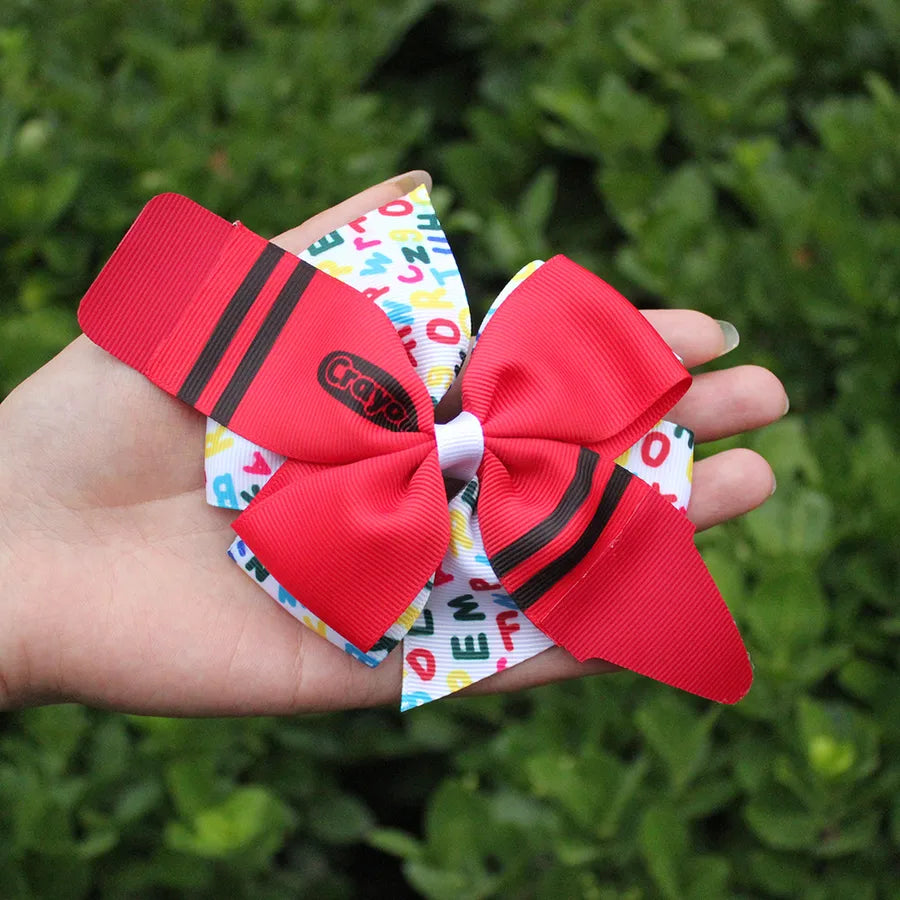 New Back-To-School Season Crayon Double-Layer Bow Hairpin Back-To-School Season Children's Stationery Notebook