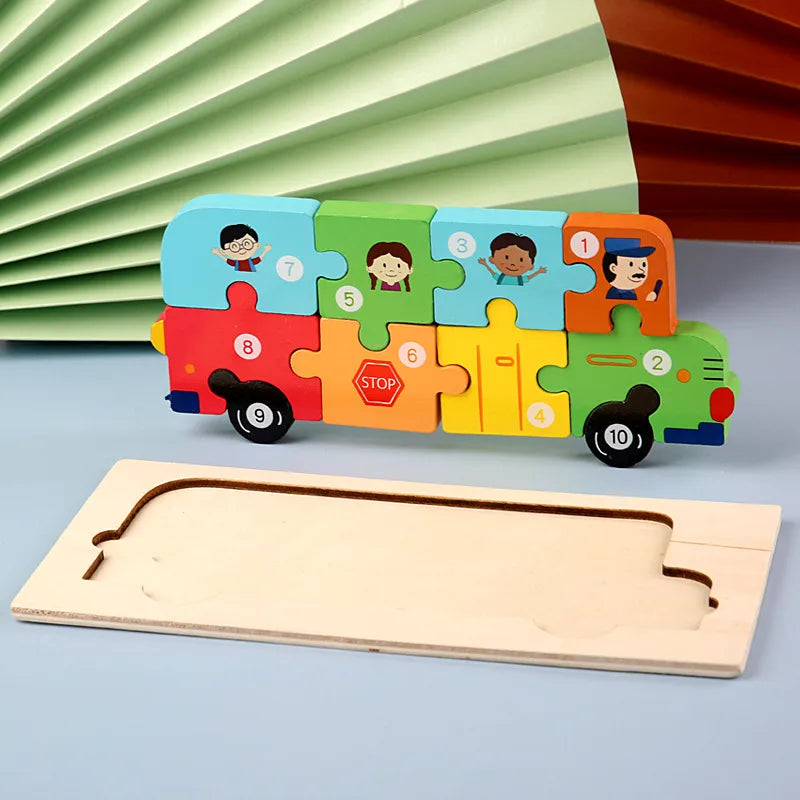 3D Wooden Dinosaur Puzzle Early Education Toys For Kids Assembly Building Blocks Baby Cognitive Skills Development Playset