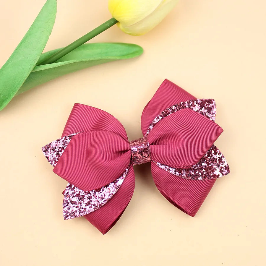 Europe and the United States new double-layer children's glitter film bow hair accessories girls hair clips cute girls hair accessories