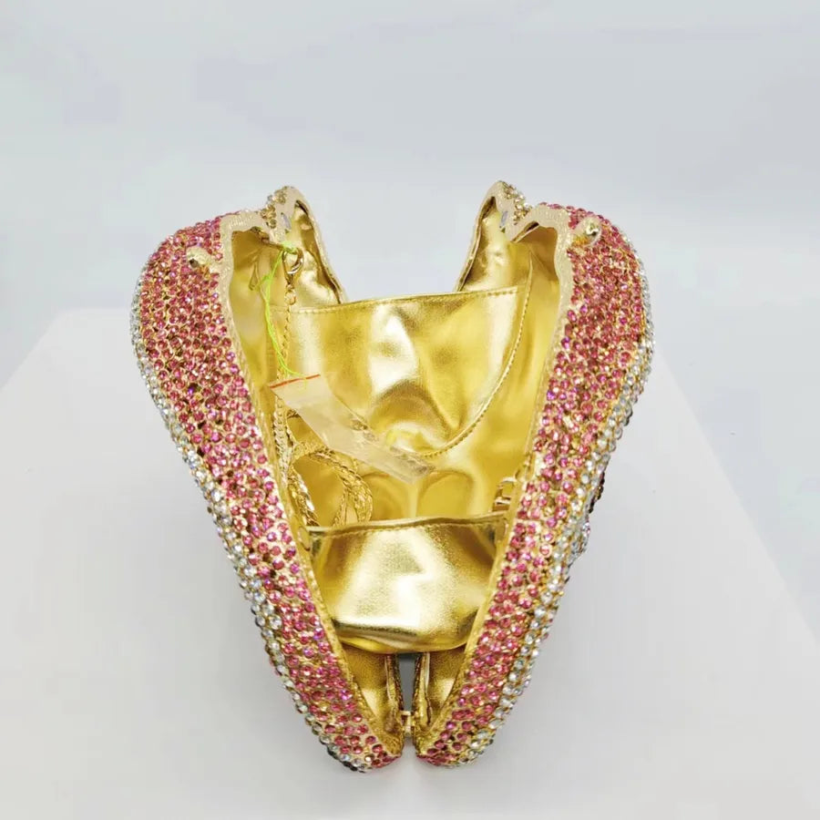 Metal Conch Rhinestone Evening Bags
