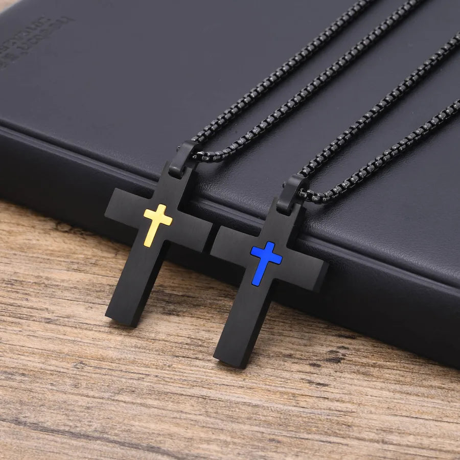 Simple Style Commute Cross 304 Stainless Steel Plating Men's