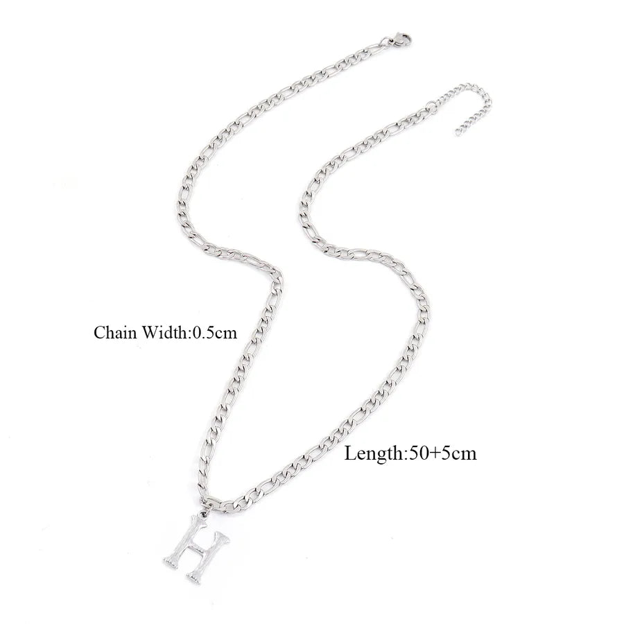 Wholesale Jewelry Retro Simple Style Letter 201 Stainless Steel 304 Stainless Steel Pendant Necklace figaro chain