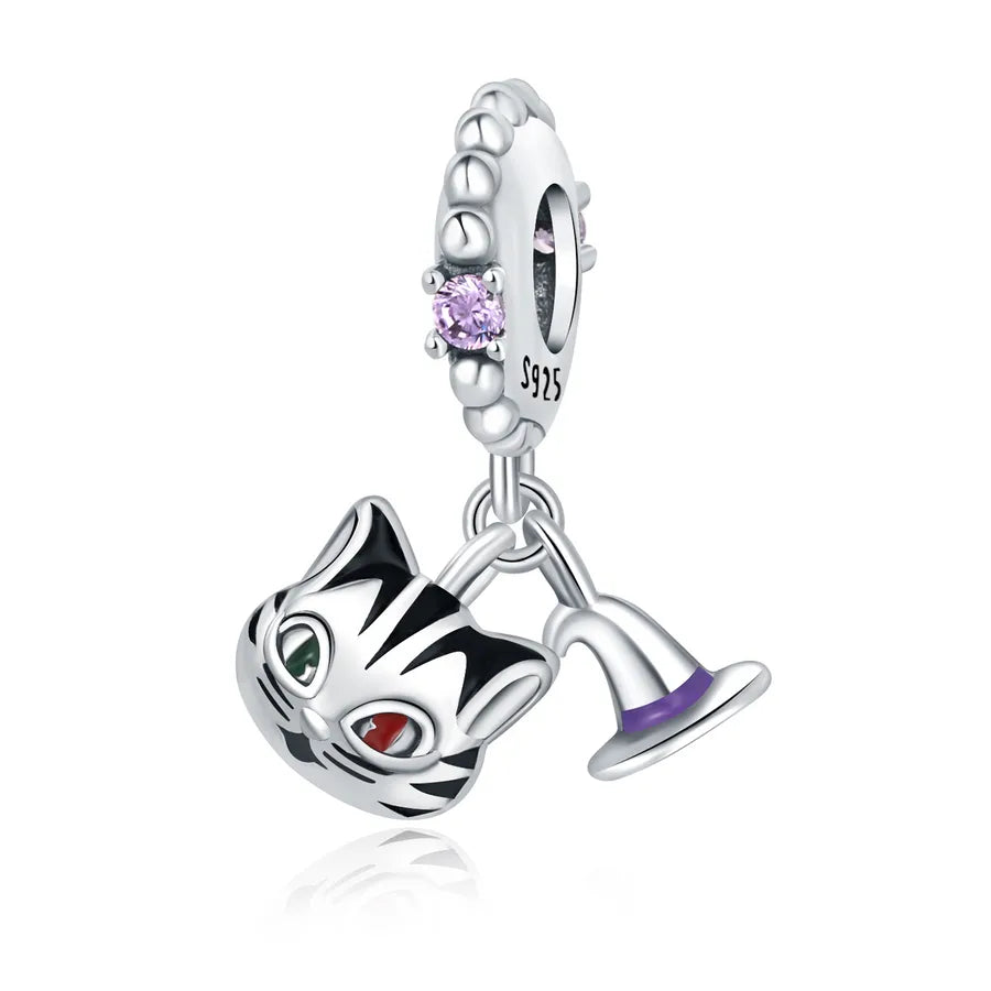 1 Piece 10*5mm 925 Sterling Silver Zircon Dog Cat Pendant Beads Jewelry Accessories