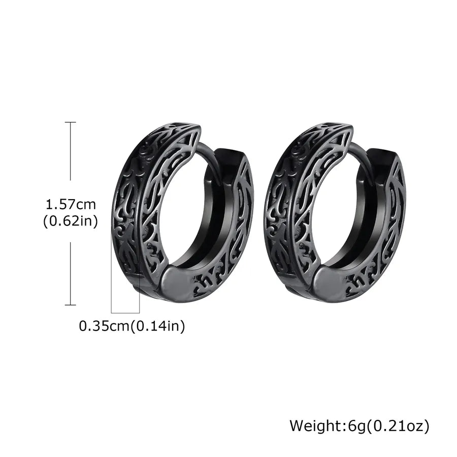 Retro Punk Monogram Argyle Printing 304 Stainless Steel 18K Gold Plated Earrings