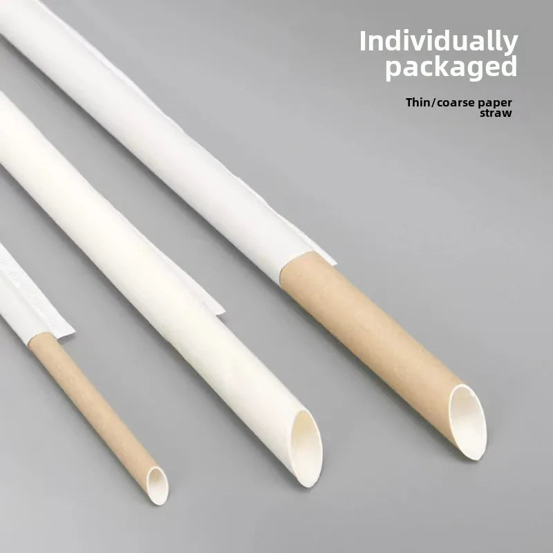 Degradable white yellow disposable single independent packaging environmental protection bubble tea food grade paper straw