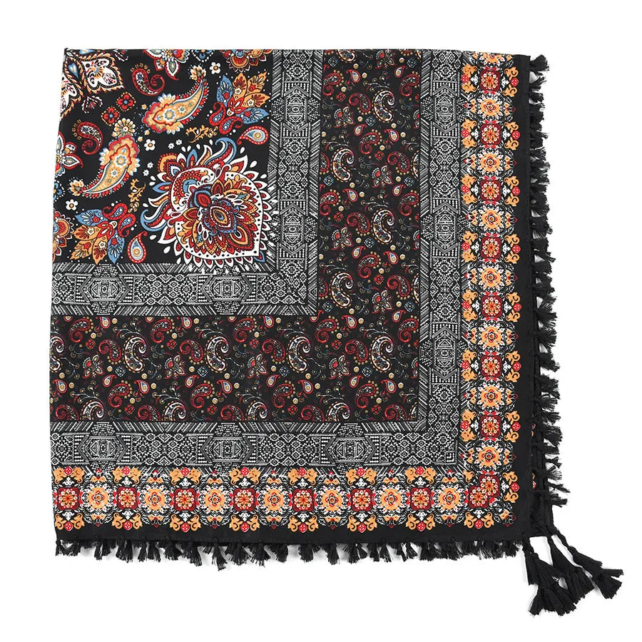 designed  Bohemian Women Scarf Ethnic Style Knot Tassel Scarf Jacquard Large Square