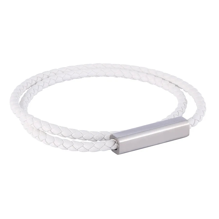 Retro Classic Style Geometric Solid Color Microfiber Leather Titanium Steel Plating Men's Bracelets Men Cord & Leather Bracelets