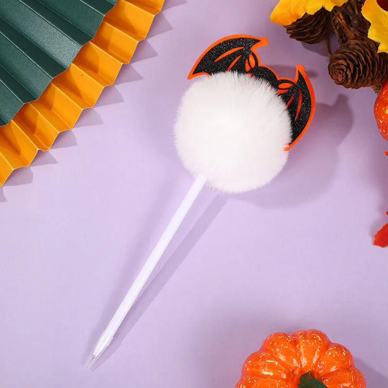 1 piece pumpkin spider bat class christmas learning halloween pp cotton rabbit fur felt cloth cute ballpoint pen