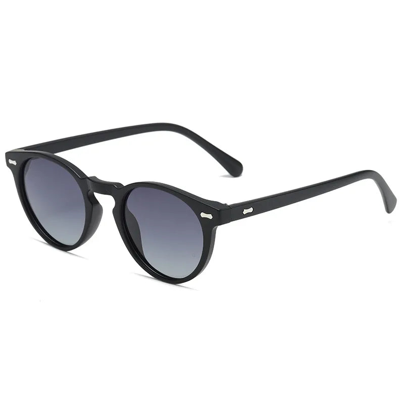 retro simple style solid color tac round frame full frame men's sunglasses