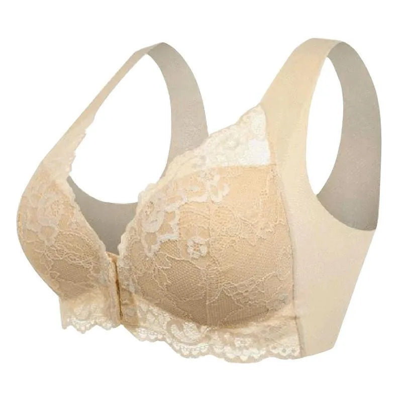manufacturers wholesale front opening buckle large size no steel ring bra large chest small comfortable breathable ladies underwear