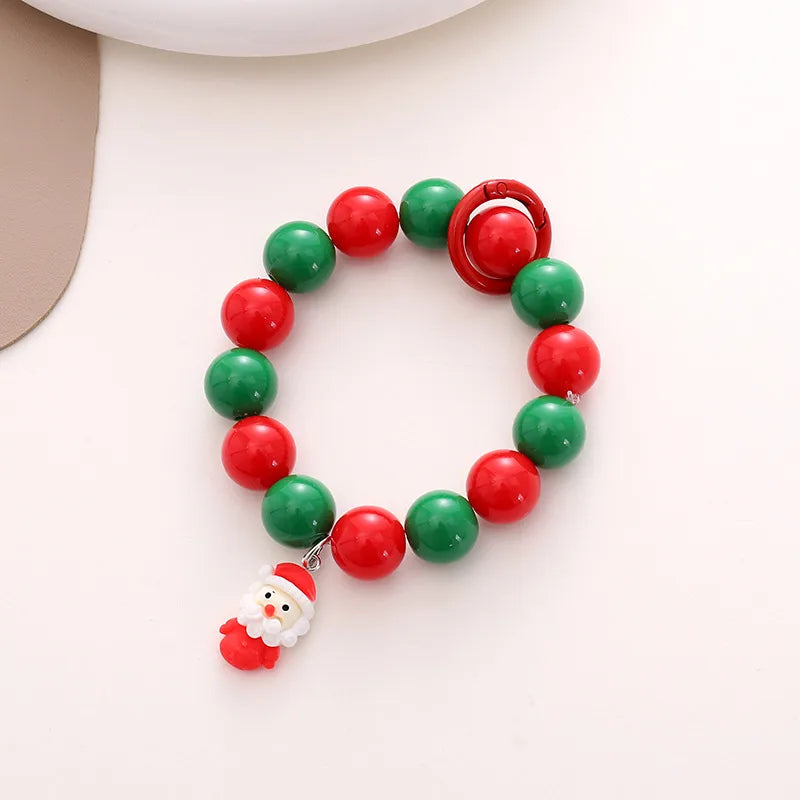 Cute Christmas Tree Bell Arylic Beaded Christmas Mobile Phone Chain