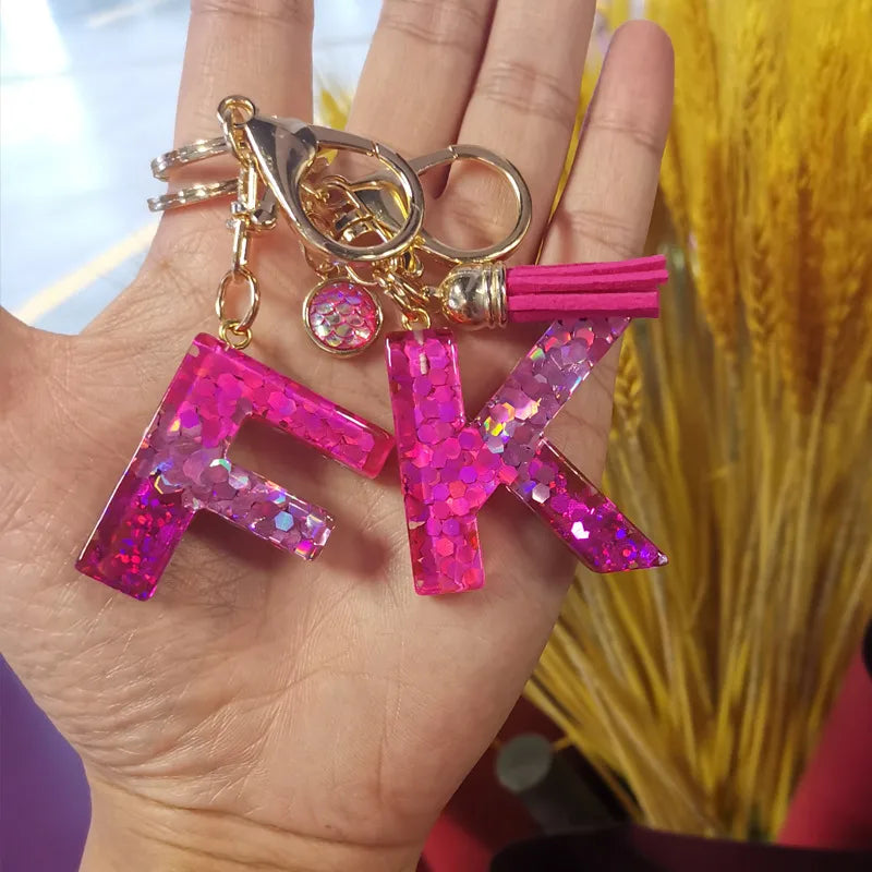 1 piece fashion letter resin patchwork unisex keychain