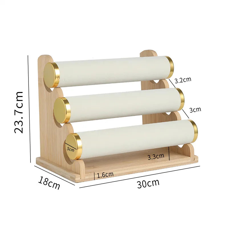 Premium Bamboo Wooden Jewelry Display Stand Bracelet Watch Headband Earring Storage Holder Live Broadcast Props Ornament Rack