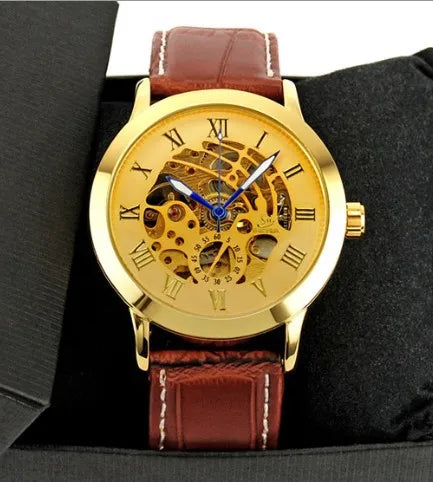 Retro Color Block Butterfly Double Snap Buckle Mechanical Watch Men's Watches