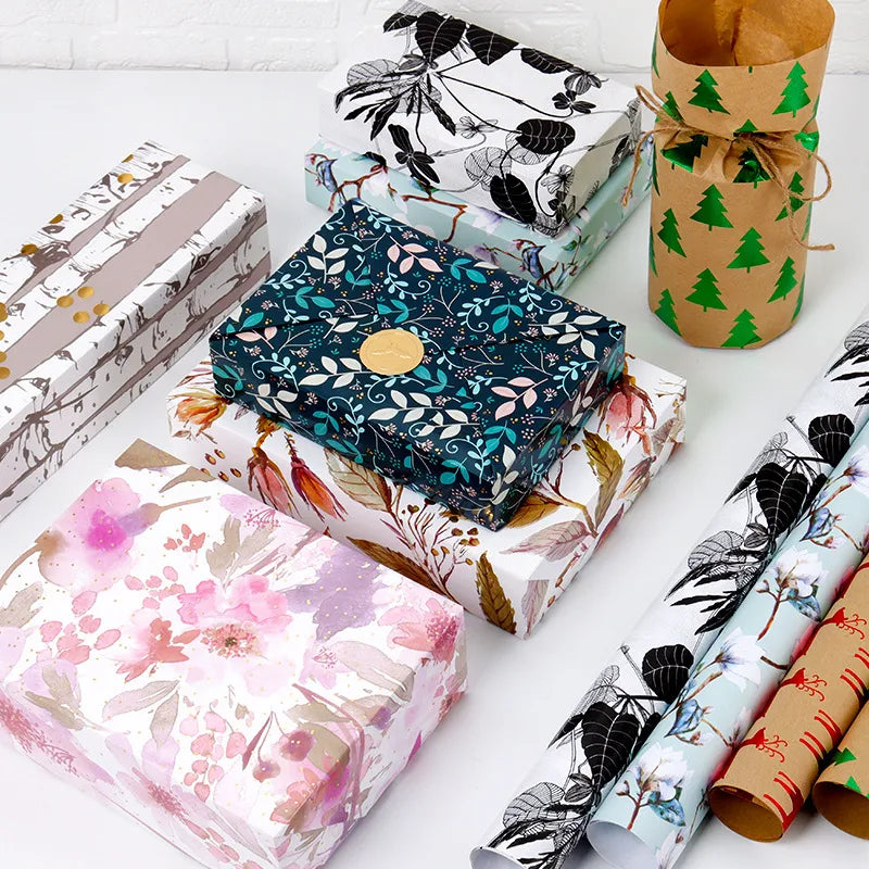 Christmas Casual Leaves Deer coated paper Party Gift Wrapping Supplies Gift Wrapping Supplies