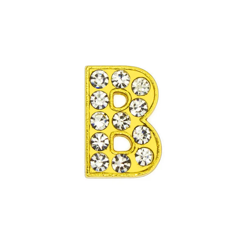 1 Piece 12mm Hole 6~9.9mm Alloy Rhinestones Letter DIY Ornament Accessories Beads
