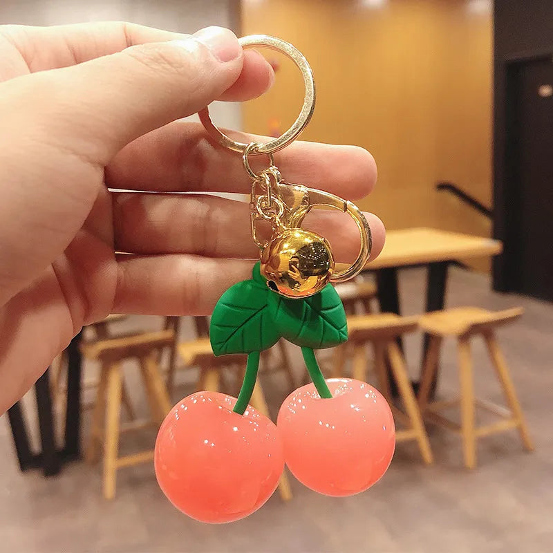 1 Piece Cute Modern Style Cherry Alloy Resin Unisex Lobster Trigger Clasp Closure Bag Pendant Keychain