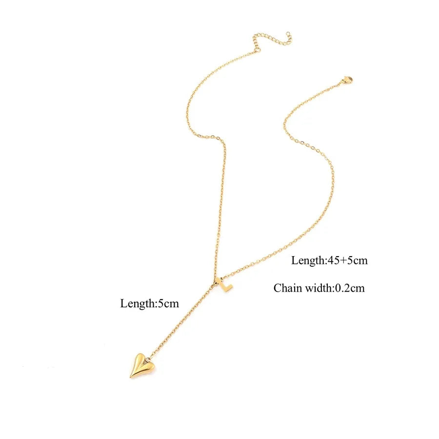 Wholesale Jewelry Elegant Simple Style Classic Style Letter Heart Shape 201 Stainless Steel 304 Stainless Steel cable chain Pendant Necklace