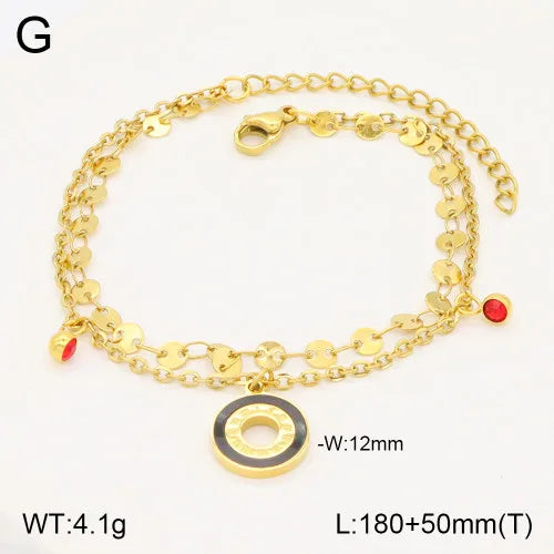 Casual Elegant Cross Moon Heart Shape 304 Stainless Steel 18K Gold Plated Rhinestones cable chain Bracelets In Bulk