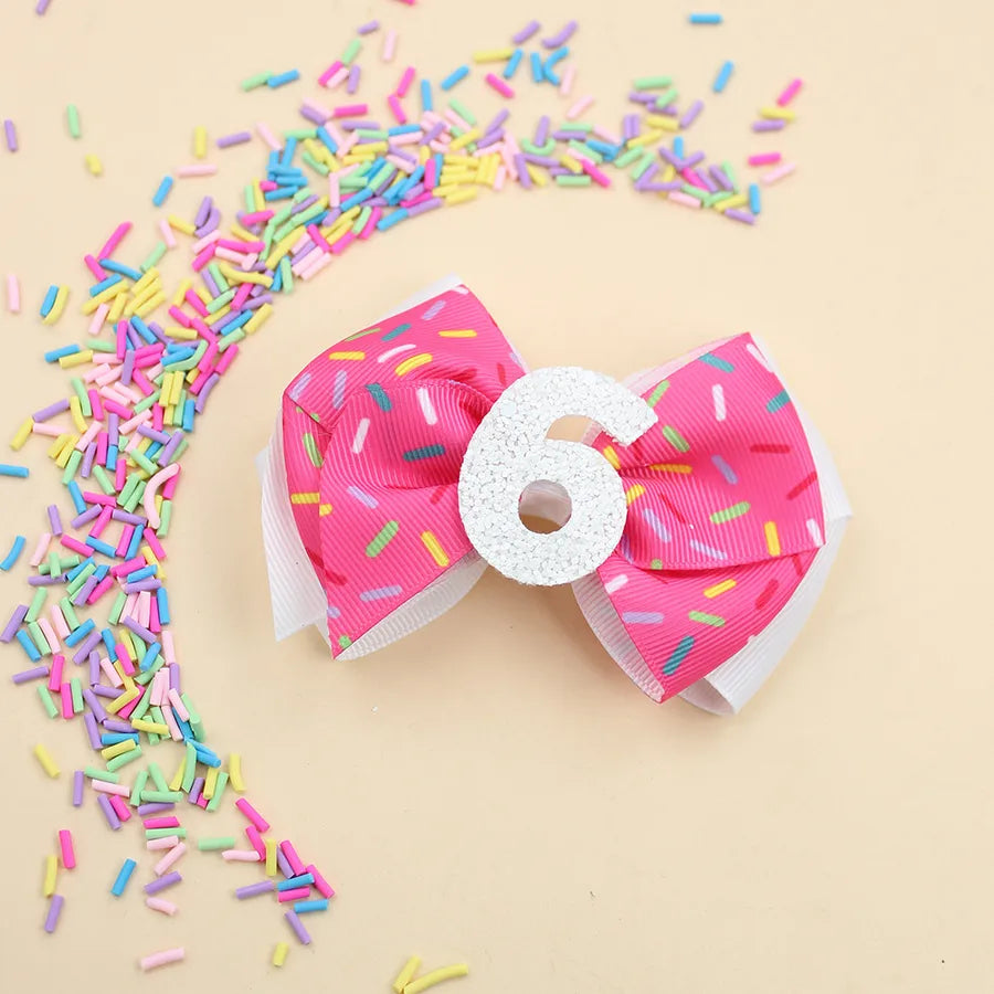Birthday Digital Hairpin Pink Ice Cream Hair Band Children's Cute Sweet Birthday Hair Accessories  Explosions