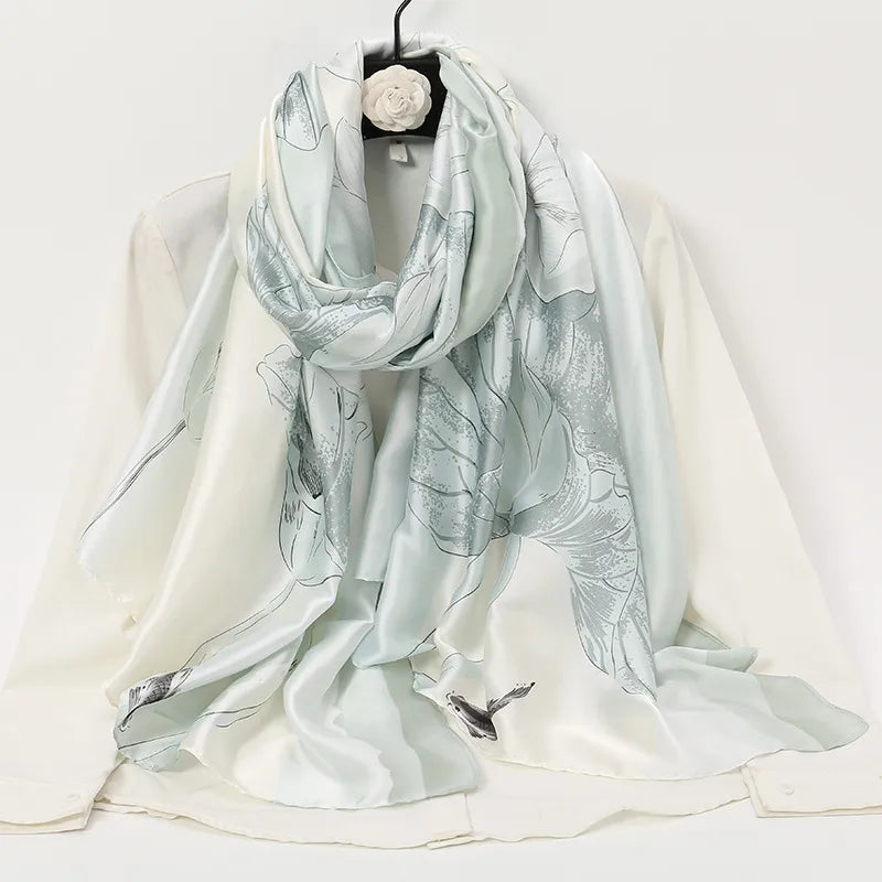 women's lady flower cloud brocade printing scarf