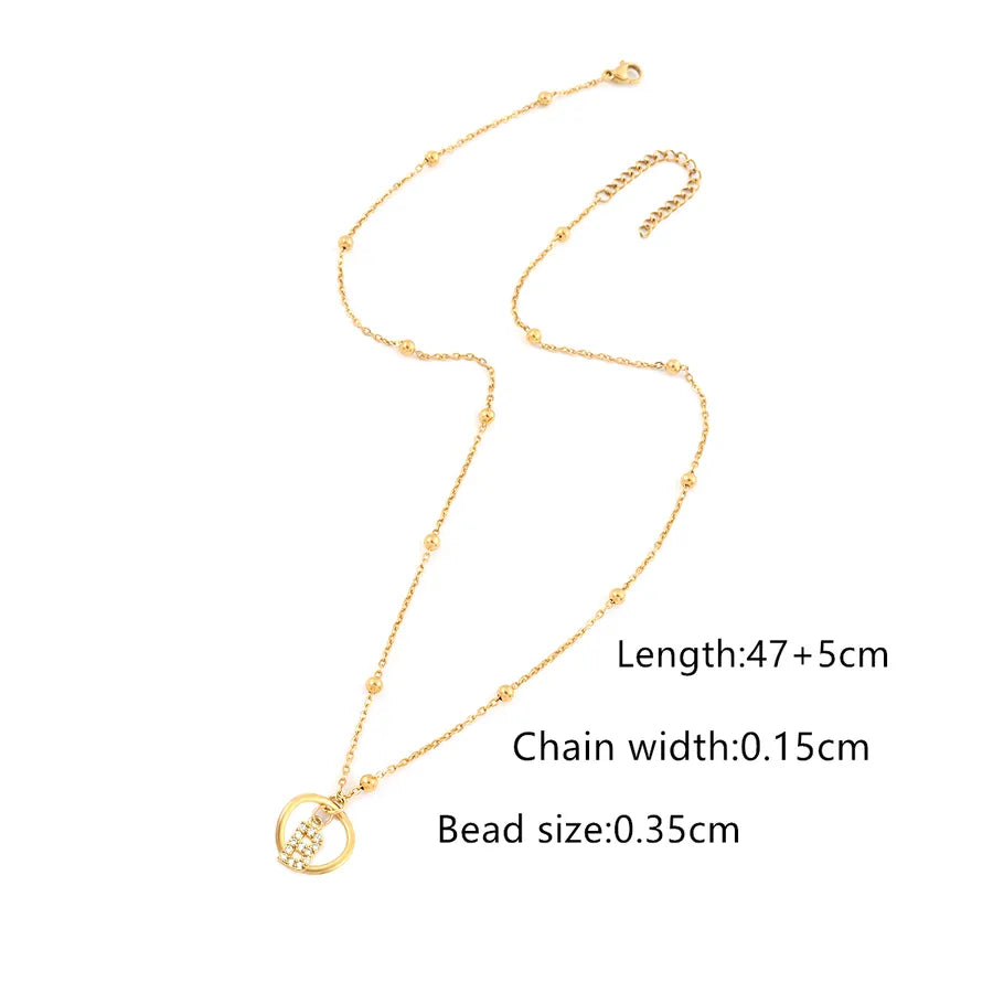Wholesale Jewelry Casual Elegant Simple Style Letter 201 Stainless Steel 304 Stainless Steel Copper Zircon ball chain Pendant Necklace