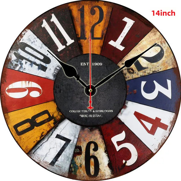 A generation of  wall clock retro simple wooden clock wall hanging decorative round clock creative mute clock