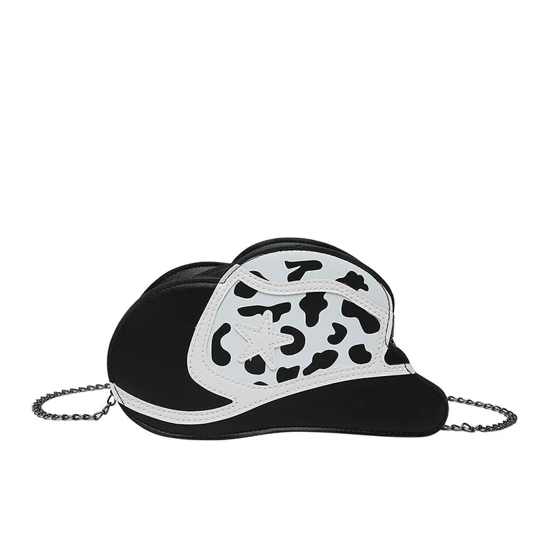 Fashionable Ladies' PU Leather Shoulder Bag Versatile Hat Shape Crossbody Bag Stylish Print Elements Round Ball Shaped Bag