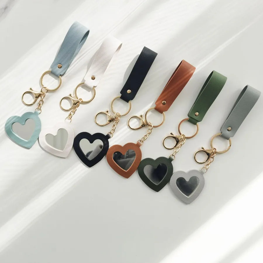 Simple Style Heart Shape Pu Leather Women's Keychain