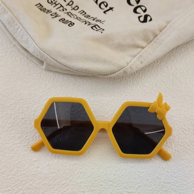 Cute Sweet Solid Color Resin Polygon Full Frame Kids Sunglasses