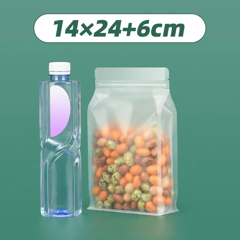 Thickened frosted transparent self-supporting packaging bag candy scented tea rice self-sealing bag cat food bait eight-sided sealing bag wholesale