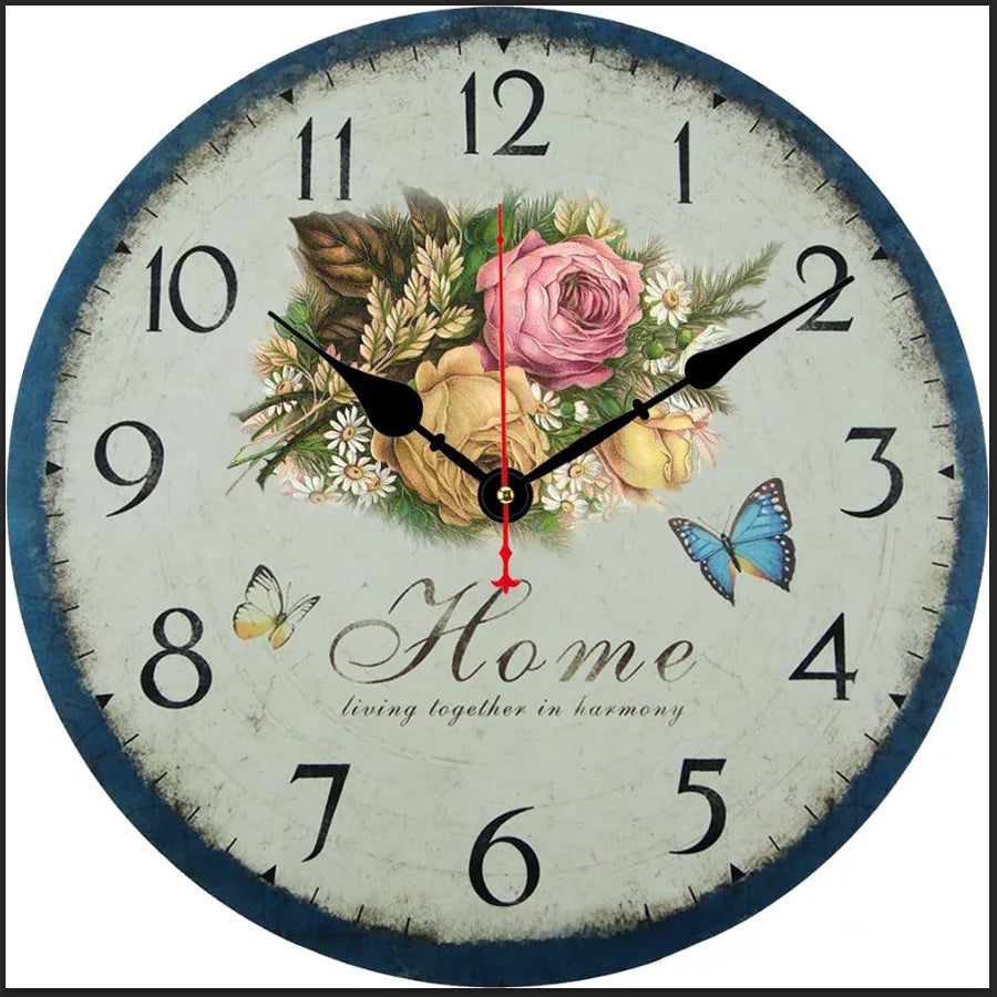 A generation of  wall clock retro simple wooden clock wall hanging decorative round clock creative mute clock