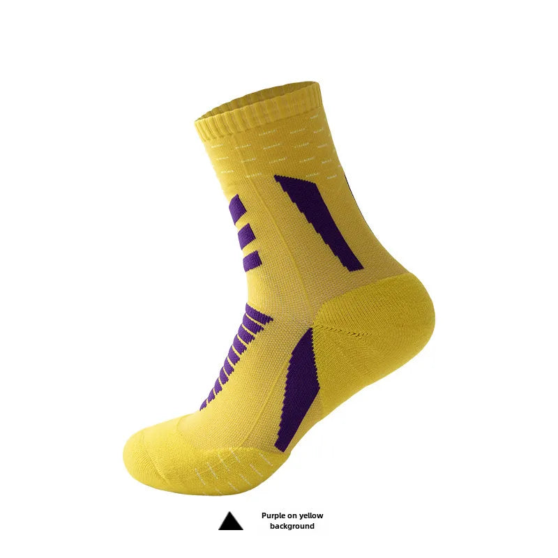 Autumn and Winter New Men's Socks Breathable Sweat-Absorbing Towel Bottom Sports Socks Fashionable Basketball Socks Socks Men's Medium Socks