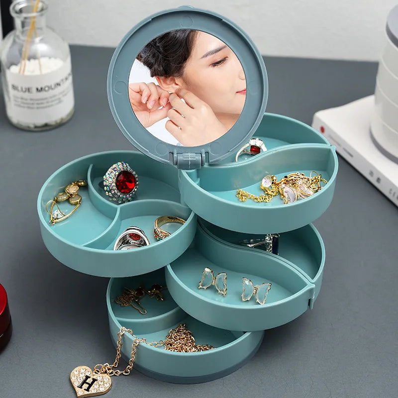 Rotating ear studs earrings earrings jewelry storage box rack small exquisite packing jewelry internet celebrity ear clip bag multi-layer box