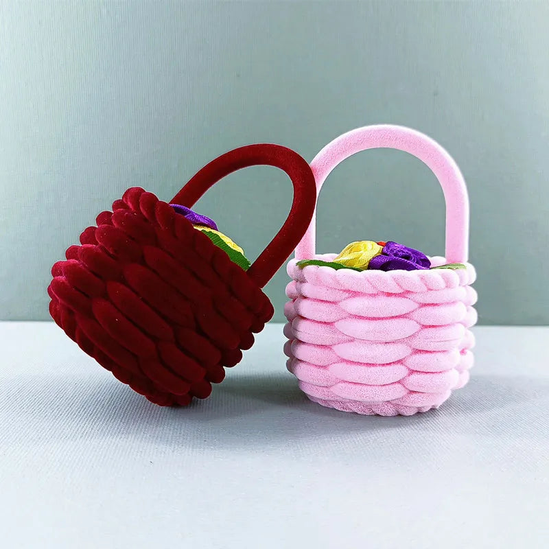 Fashion  Style Small Flower Basket Ring Box Proposal Photography Props Exchange Earring Storage Box Fashion Composite Material