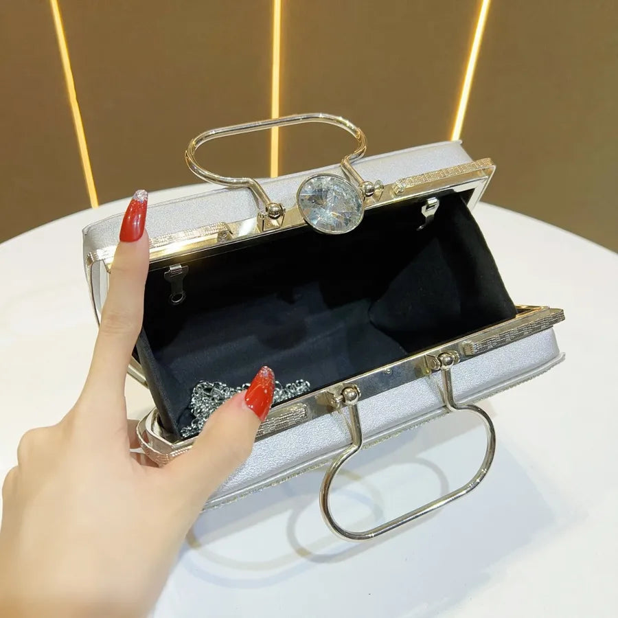New Evening Clutch Bag Diamond Embedded Ladies Handbag For Dresses Party Fashion Square PU Leather Single Shoulder Strap