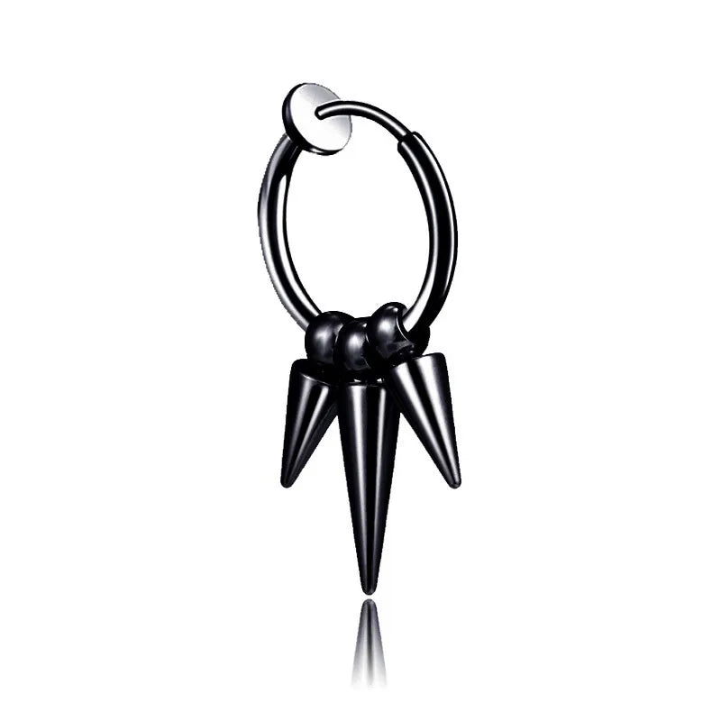 fashion stainless steel tassel single point cone earrings single