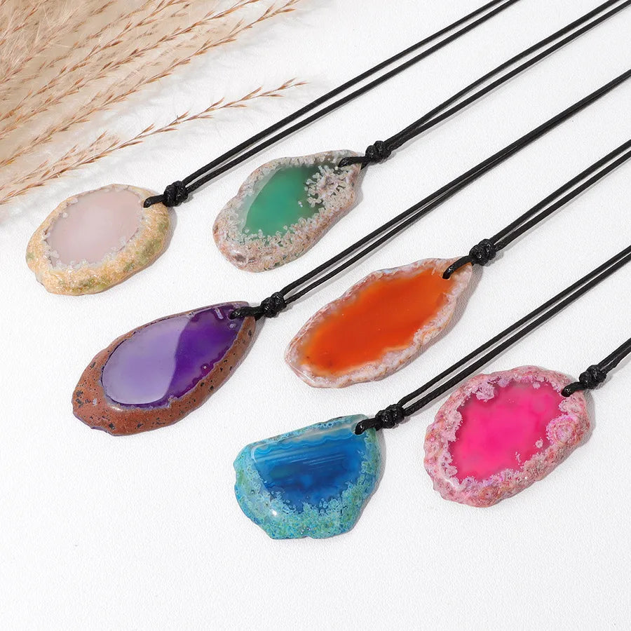 stone agate piece necklace energy stone irregular shape pendant simple pendant birthstone necklace wholesale