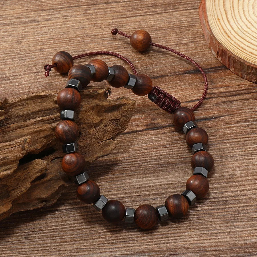 Retro Geometric Glass glass rope Braid Men's Bracelets 1 Piece